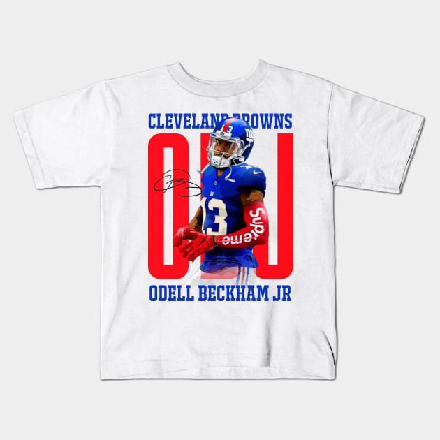 Odell Beckham Jr Aesthetic Tribute 〶 Kids T-Shirt by Terahertz'Cloth